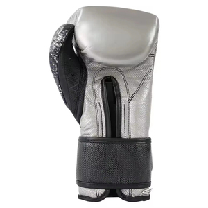 Guantes de boxeo de cuero plateado metálico Guantes de boxeo de lucha profesional Guantes de cuero genuino - Product Image 4