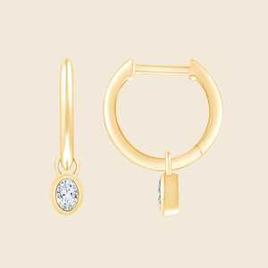 Boucles d'oreilles ovales scintillantes avec diamants ovales cultivés en laboratoire 0,22 carat F+-VS en or massif 14 carats, cadeau d'anniversaire de mariage - Product Image 5