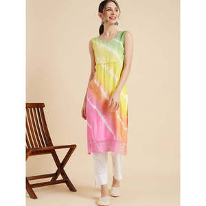 Kurta Recta sin Mangas con Diseño Tie-Dye, Blusa Modesta - Product Image 1