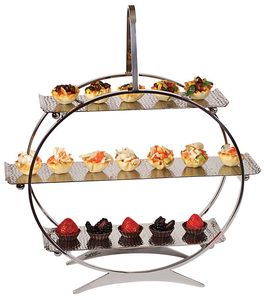 Round Rustic Stainless Steel Cake <b>Stand</b> Display <b>Stand</b> for <b>Tea</b> Party Dessert Rack or Banquet Table Centerpiece - Product Image 5