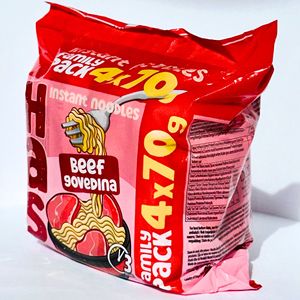 Nouilles instantanées frites au goût de bœuf, pack familial 4x70g, farine de blé, cuisson rapide - Product Image 5