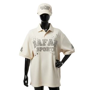 Chemise polo pour femmes, coton piqué de haute qualité, 220 GSM, respirante, ton crème, imprimé strass, logo personnalisé, chemises polo en coton pour femmes - Product Image 1