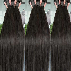 Achetez des mèches de cheveux vierges brésiliens lisses avec fermeture, cheveux naturels non traités, Remy, double trame à la machine - Product Image 2