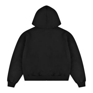 Meilleure veste à capuche 80% coton 20% polyester homme avec côtes élastiques pour toutes les occasions d'hiver noir Boxy Fit - Product Image 2