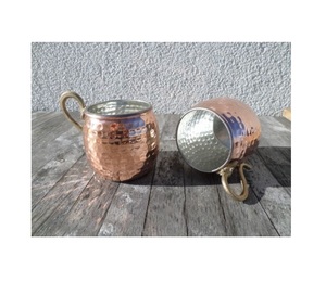 Copper Moscow Mule Mug Copper <b>Outside</b> Shine Plating and Inside Stainless Aluminium Beer Drinking Mug Cup with Brass Handle - Product Image 2