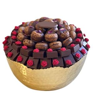 Elegant <b>White</b> Metal <b>Chocolate</b> Bowl With Gold Rim & Pedestal Stand Perfect For Wedding Party Desserts & Home Decor Display - Product Image 4