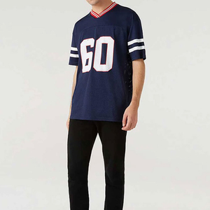 Ropa deportiva de calle personalizada con estampado Digital número V cuello satén y malla contraste hombres camisetas de fútbol de gran tamaño - Product Image 6