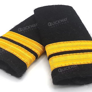 Epaulettes Gaya <span class=keywords><strong>Pilot</strong></span> Kustom Dua Garis Emas Papan Bahu Hitam Aksesori Seragam Aviator Model Slip On - Product Image 1