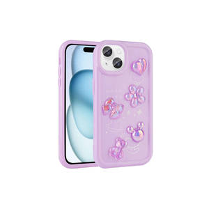 Funda Protectora de Silicona Brillante con Figura 3D en Relieve, Edición Morada, de OMSY Toys, para iPhone 15 Plus, Impresión UV, TPU Suave - Product Image 1