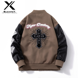 Veste universitaire OEM de haute qualité pour hommes, hiver, chaud, nouveau patch en chenille, broderie, manches en cuir de baseball et lettrage en toile - Product Image 3