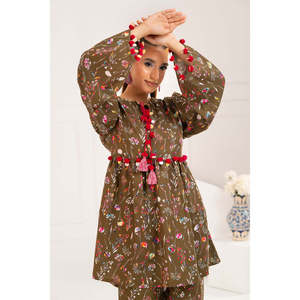 ชุดสูทผ้าวิสโคสพิมพ์ลายสไตล์โบโฮ 2 ชิ้น ระบายอากาศได้ดีและเอวยางยืด WNST-52005 - Product Image 1