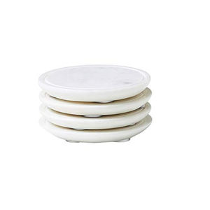 Top Quality Modern Style Marble White <b>Ceramic</b> <b>Coasters</b> with Stainless Steel Hardware Holder - Product Image 6