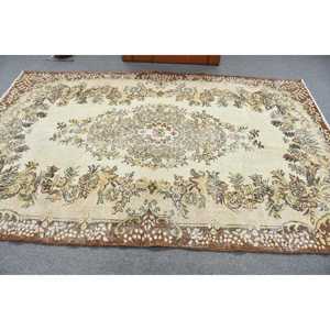 5.6x8.9 ft Vintage Rug, Rug, <b>Brown</b> Patchwork Rug <b>Wool</b> - Product Image 2