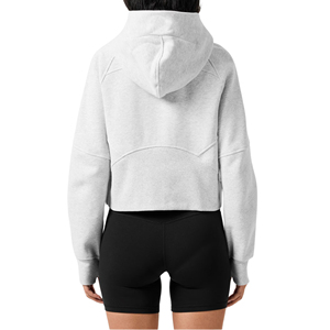 Sudadera con Capucha Corta y Holgada para Mujer, Estilo Informal, Deportiva, de Manga Larga, Corte Cuadrado, Felpa, Lavado Ácido, con Insignia - Product Image 4