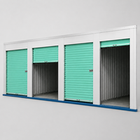 Système de casiers de stockage en acier avec porte roulante verte, unités modulaires modernes pour applications en bureaux et entrepôts intérieurs