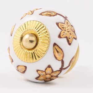 Boutons de tiroir d'armoire en céramique marron doré fait main en gros poignées de porte de cuisine poignées de meuble CK-1736 - Product Image 4