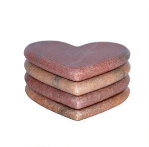 Posavasos de corazón en forma de corazón de mármol Juego de 4 posavasos de mango de madera natural y mármol Hecho EN LA India - Product Image 5