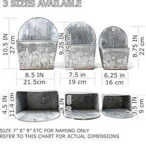 Ensemble de 3 jardinières galvanisées à fixer au mur, vase à fleurs, pot, décoration intérieure et extérieure, formes différentes, artisanat, design côtier, nouvel an - Product Image 6