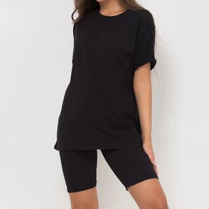 ชุดเสื้อยืดและกางเกงขาสั้น2ชิ้นสำหรับผู้หญิงชุดแฝดสองชิ้นเสื้อยืดแขนสั้นและกางเกงขาสั้นสำหรับฤดูร้อน - Product Image 4