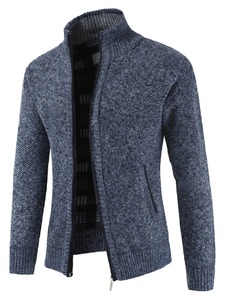 Veste cardigan décontractée pour hommes pull en tricot coupe ample pour jeunes adultes saison d'hiver fermeture à glissière tissu en toile Service OEM - Product Image 3