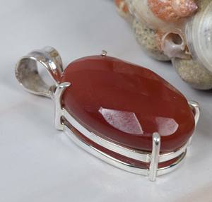 คอลเลกชันที่ทันสมัย925ทึบเงินสเตอร์ลิงจี้ดีเสน่ห์พลอยคาร์เนเลียนสีแดงแท้รูปไข่ตัดง่าม - Product Image 4