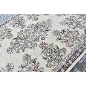 Tapis de 7,1 x 12,6 pieds, tapis turc vintage surdimensionné, tapis en laine blanche - Product Image 5