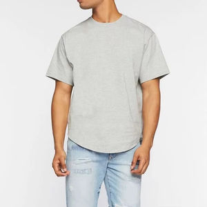 Camiseta Oversize para Hombre con Hombros Caídos, Cuello Acanalado de Alto Gramaje, Estampado de Logotipo Personalizado, Estilo Urbano, Corta, 100% Algodón Peinado - Product Image 1