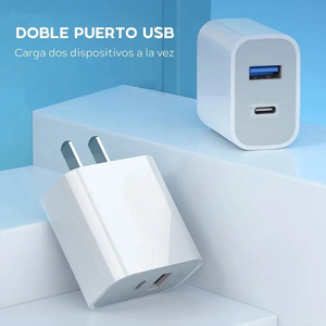 Chargeur mural USB et Type-C à charge rapide - Couleurs assorties - Product Image 2