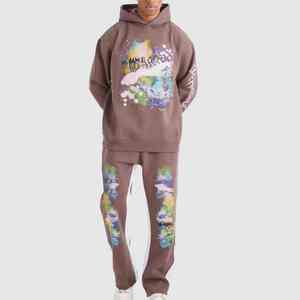 Custom Men's Heavyweight Cotton <b>Oversized</b> Printed Hoodie <b>Jogger</b> Set Breathable Winter Tracksuit Sweat suit OEM Service - Product Image 1