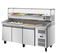 Comptoir réfrigérant commercial à 2 ou 3 portes avec dessus en marbre CE ETL, pour pizza, salade, sandwich, table de préparation avec dessus en verre, réfrigérateur, congélateur