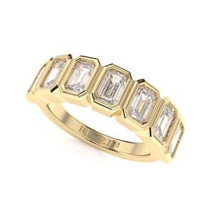 แหวนแต่งงานครึ่งนิรันดร์สำหรับผู้หญิงเพชรตัดมรกต - Product Image 3