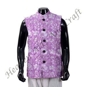 Haute qualité indien fait à la main hommes vêtements de plage court Kantha matelassé veste d'hiver main bloc imprimé vestes pour femme - Product Image 4