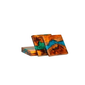Sous-verres en résine et pierre de bois de style moderne faits à la main 100% bois pur pour la maison et le jardin - Product Image 2