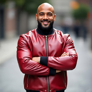 Vestes Varsity en cuir véritable Hommes Manteau en cuir de moto d'hiver de haute qualité Baggy Crew Neck Varsity Leather Jacket Boys - Product Image 2