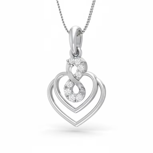 Delicado Colgante de Doble Corazón de Oro de 14K y Diamantes Naturales para Mujer - Product Image 1