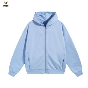 100% coton surdimensionné blancs sweat à capuche zippé broderie strass personnalisé sweat à capuche zippé pour hommes impression bouffante sweat à capuche zippé complet - Product Image 1