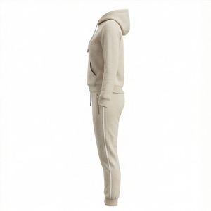 Chándal Bordado de Alta Calidad para Mujer, Transpirable y con Logotipo, Ideal para la Temporada de Invierno, Sudadera con Capucha y Pantalón de Patrón Sólido - Product Image 3