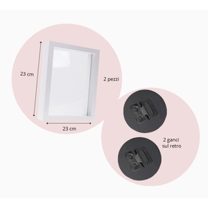Set of 5 3D Wooden Display <b>Frames</b> 2 White Square 23x23 cm and 3 <b>Grey</b> Rectangular 20x23 cm with Pins and Screws Included - Product Image 2