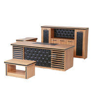 Ensemble de bureau de direction moderne et durable en mélamine matelassée à motif teck de luxe personnalisé 2026 pour usage commercial et corporatif