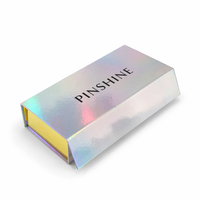 Boîte cadeau pliable de luxe pour extensions de cheveux, cosmétiques, avec logo personnalisé, holographique, irisé, argent, or, intérieur luxueux