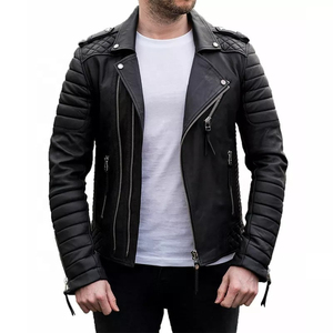 Chaqueta de cuero de cordero genuino negro para hombre de moda de alta calidad/chaquetas de cuero para hombre/chaquetas de cuero de Pakistán para hombre - Product Image 1