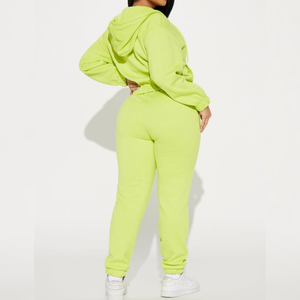 ชุดวอร์มผู้หญิงแบบเรียบผ้าฝ้ายขนแกะมีฮู้ดแบบซิปสำหรับทุกเพศเสื้อผ้าฤดูหนาวพิมพ์ลาย100% แบบกำหนดเอง - Product Image 2