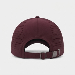 Casquette de baseball à panneau perforé découpé au laser, réglable, ajustable, couleur bordeaux, pour activités sportives et extérieures, avec logo personnalisé, vente en gros, usine OEM - Product Image 3