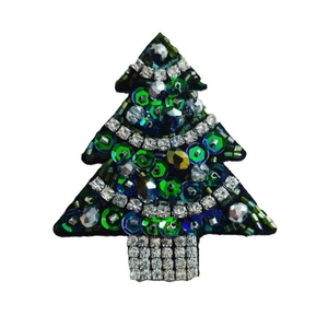 Broche de Ángel Navideño Bordado, Broche de Árbol de Navidad con Cuentas, Elegante Broche de Árbol de Navidad para Regalo de Boda - Product Image 4