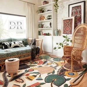 Alfombra de corredor de lana 100% con mechones a mano de optimismo floral, diseño alto y bajo para el hogar, dormitorio o galería, tamaño personalizado - Product Image 3