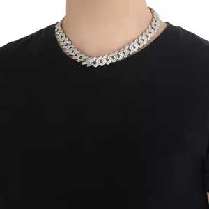 SM Jewels Luxury 925 Sterling Silver Hip Hop Bling Chain Iced Out Cuban Link avec Square Moissanite Diamond pour les fiançailles de fête - Product Image 2