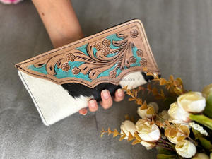 Bolsos de hombro con flecos de cuero tallado en lana Jacquard hechos a mano Real, bolsos de mano de cuero de vaca con estilo, conjuntos combinados únicos - Product Image 3