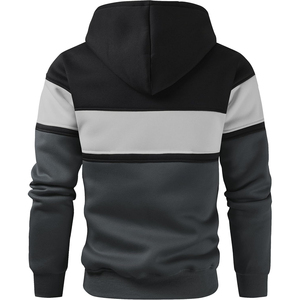 Sudadera con Capucha para Hombre, Diseño Color Block, Azul Marino, Morado y Gris, Estilo Casual Urbano, Personalizable, Venta al Por Mayor, OEM, ODM - Product Image 2