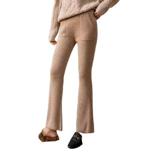 Pantalons en cachemire de laine de qualité supérieure pour femmes, écologiques, doux, respirants, décontractés, fermeture éclair, doublure en laine, broderie - Product Image 2