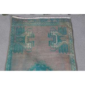 Tapis vintage 1,6 x 3,7 pieds, petit tapis turc, tapis camouflage bleu gris - Product Image 4